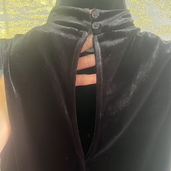 Derek Heart Black Velvet Mesh Front Detail Mini Dress Size M - Picture 11 of 16